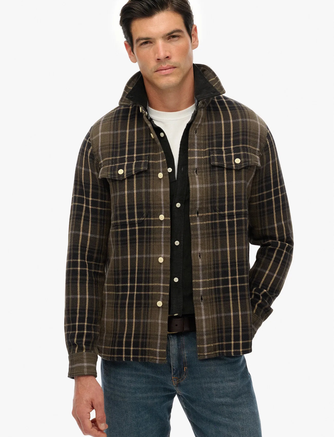 Superdry Merchant Heavy Checked Shirt, M, Brown, Shirts > Checkered Shirt, Herre