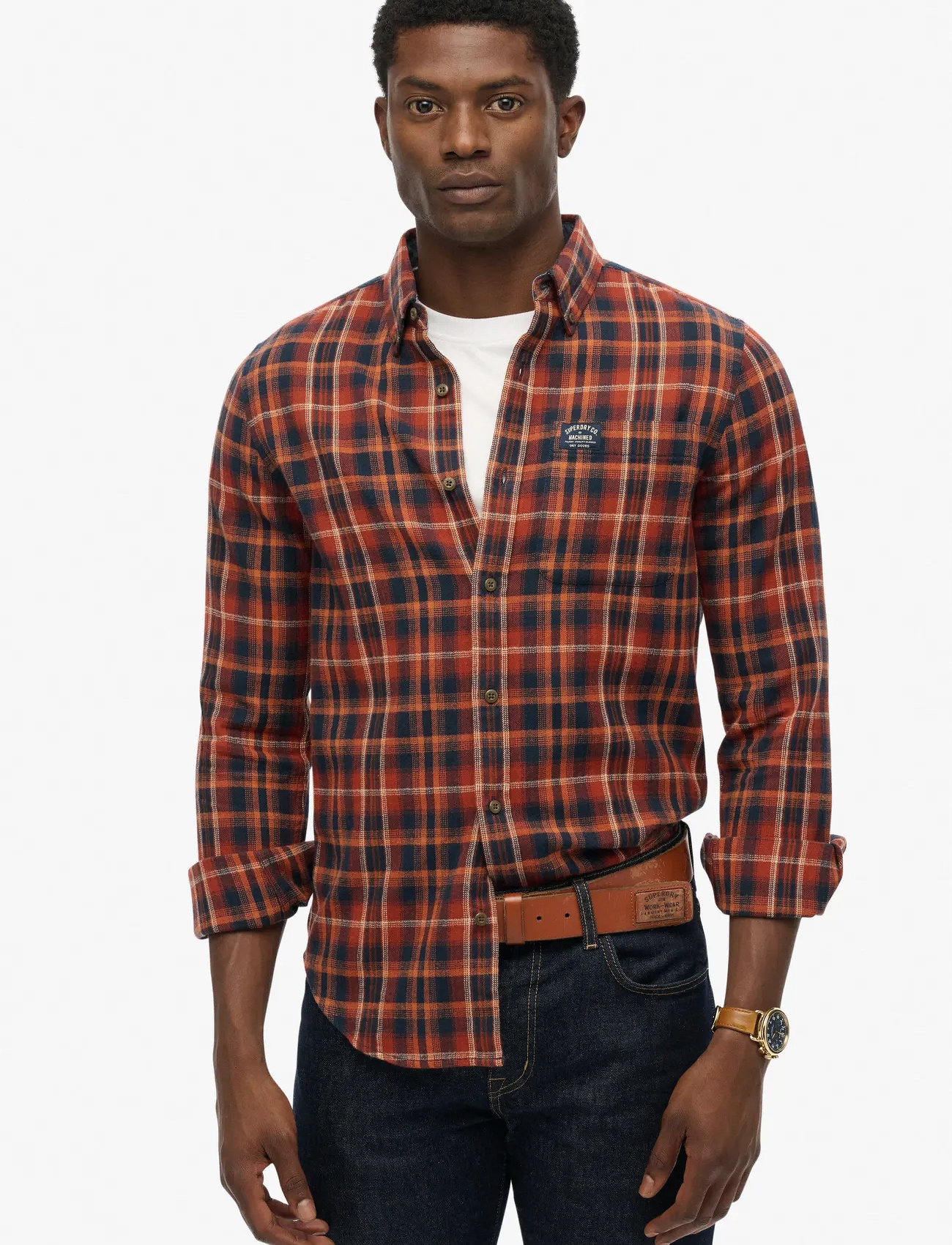 Superdry L/S Cotton Lumberjack Shirt, S, Red, Shirts > Checkered Shirt, Herre