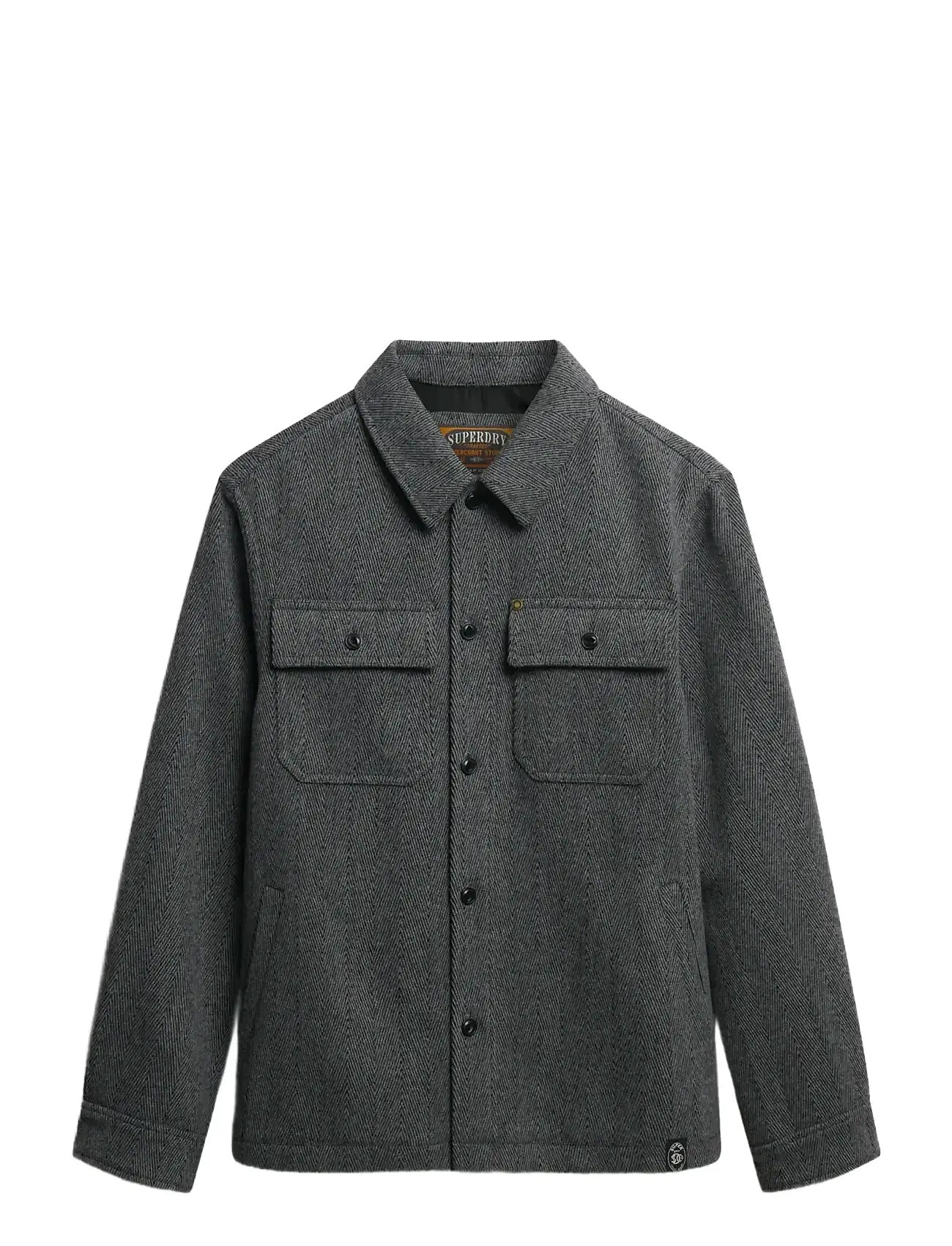 SUPERDRY Merchant Herringbone Overshirt Grau - XL - Herren