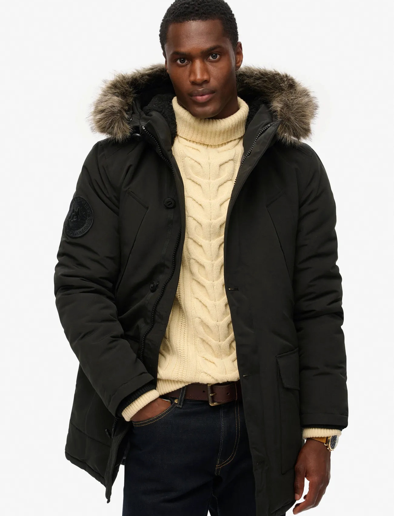Superdry Everest Faux Fur Hooded Parka, XL, Black, Jakker > Parkaer, Herre