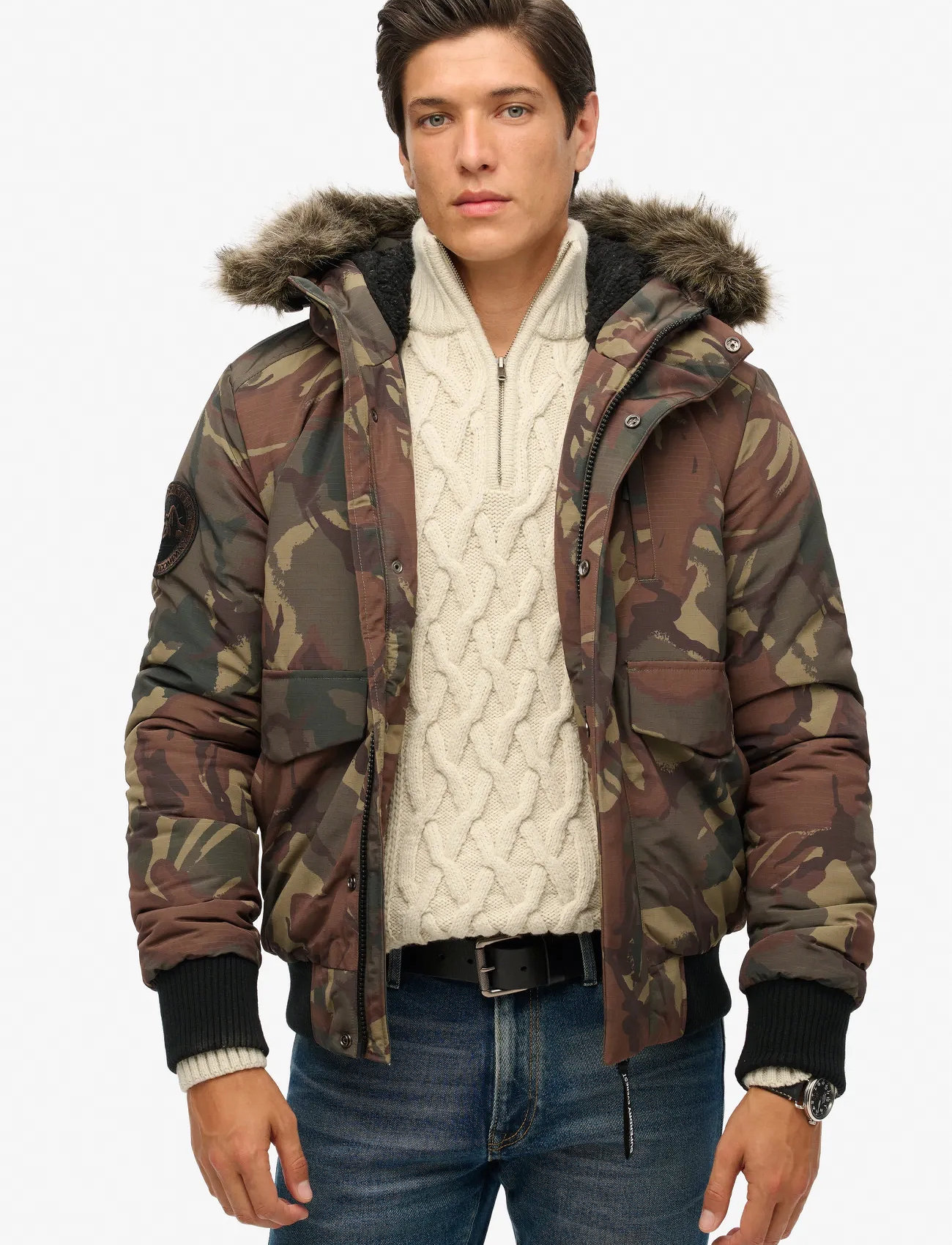 Superdry Everest Hooded Puffer Bomber, M, Multi/patterned, Jakker > Bomberjakker, Herre