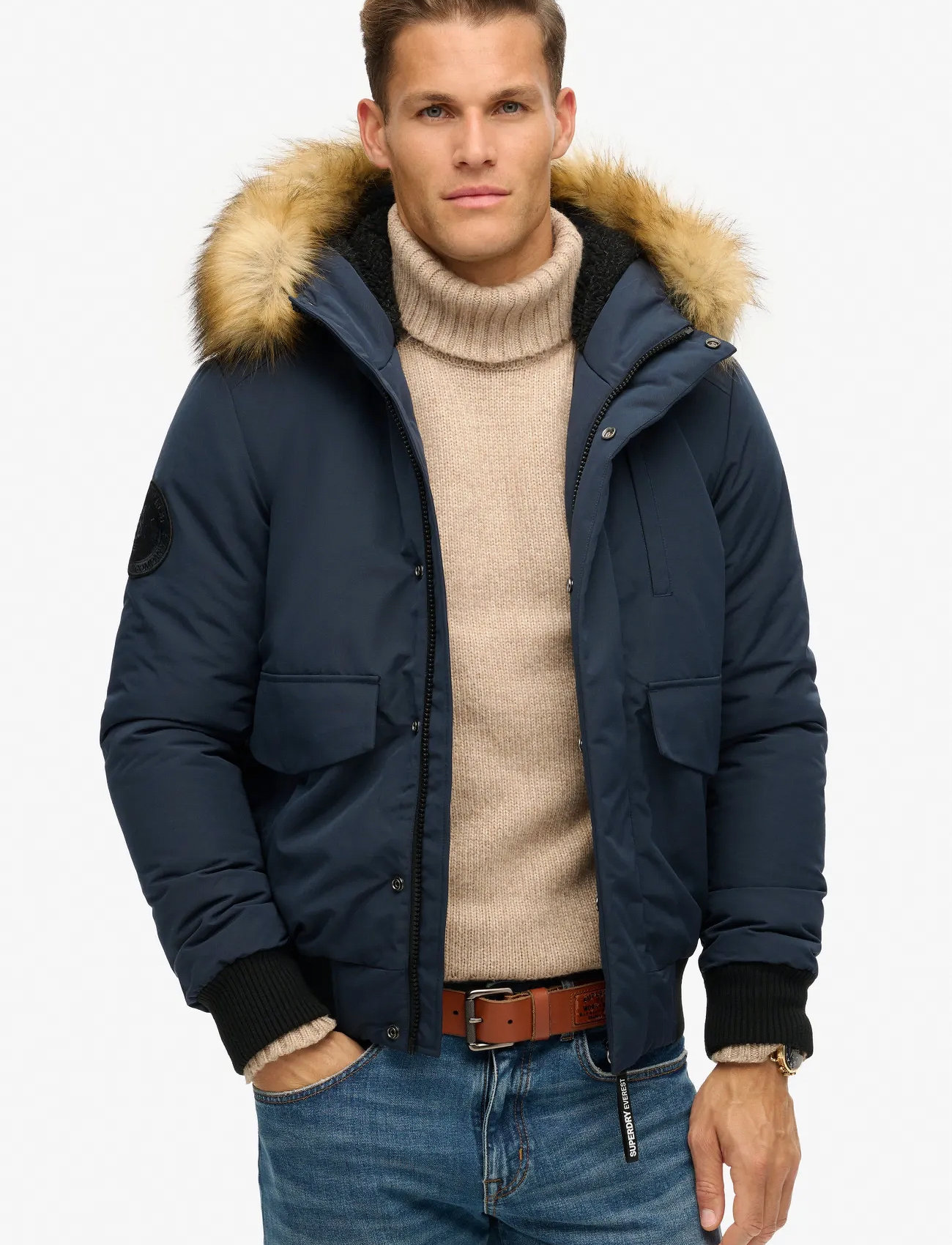 Superdry Everest Hooded Puffer Bomber, XXL, Navy, Jakker > Bomberjakker, Herre