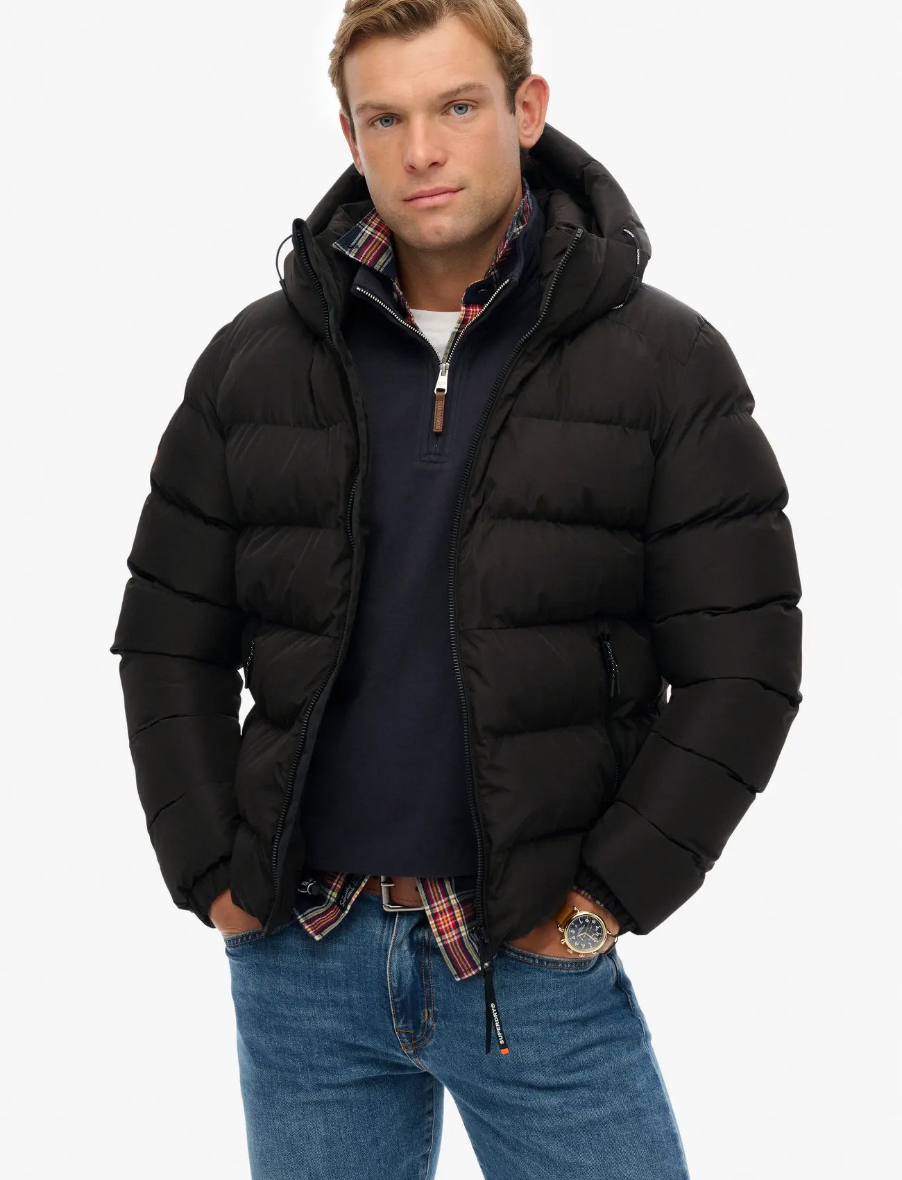 Superdry Hooded Sports Puffer Jacket, 3XL, Black, Jakker > Vatterede Jakker, Herre