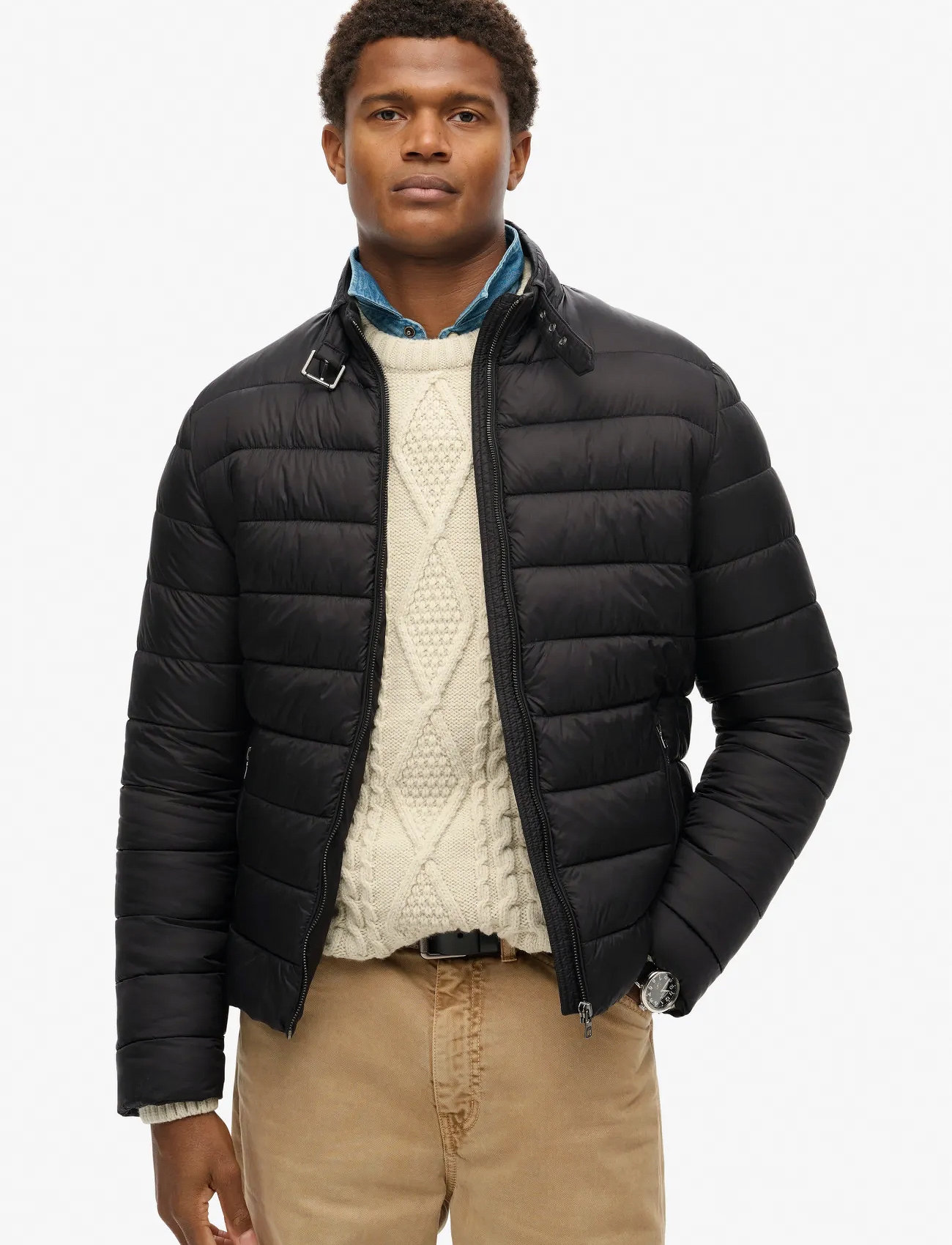 Superdry Lightweight Padded Jacket, M, Black, Jakker > Vatterede Jakker, Herre