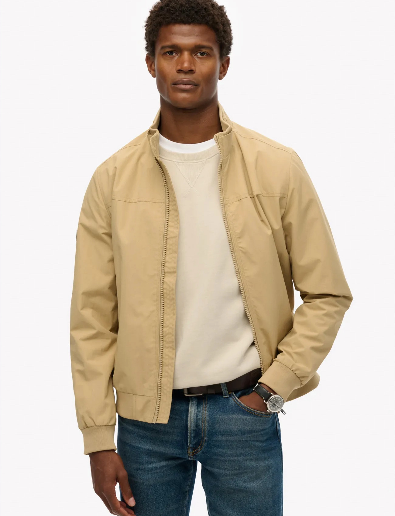 Superdry Nylon Harrington Jacket, L, Beige, Jakker > Lette Jakker, Herre