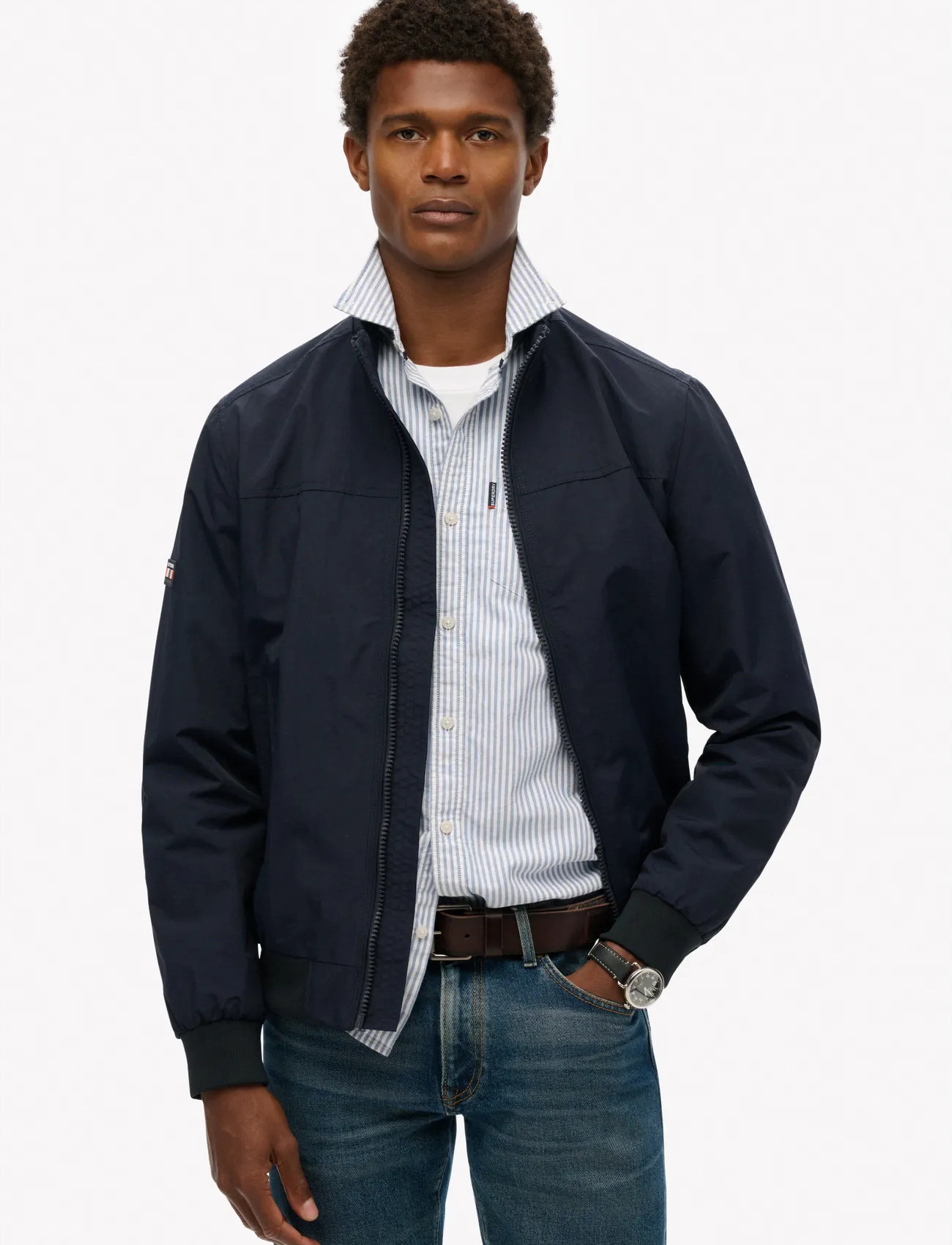 Superdry Nylon Harrington Jacket, XL, Navy, Jakker > Lette Jakker, Herre