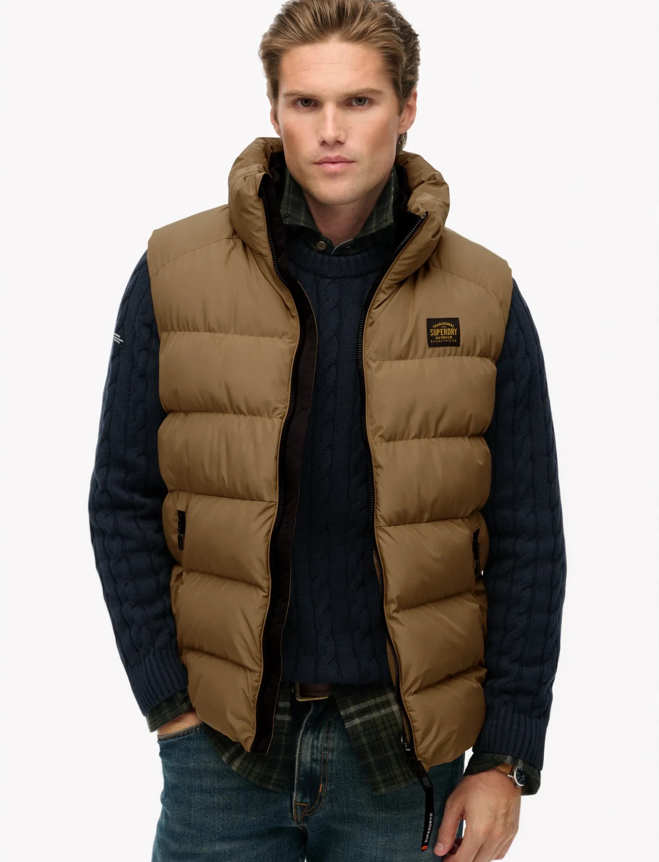 Superdry Sports Puffer Gilet, L, Beige, Overtøj > Veste, Herre