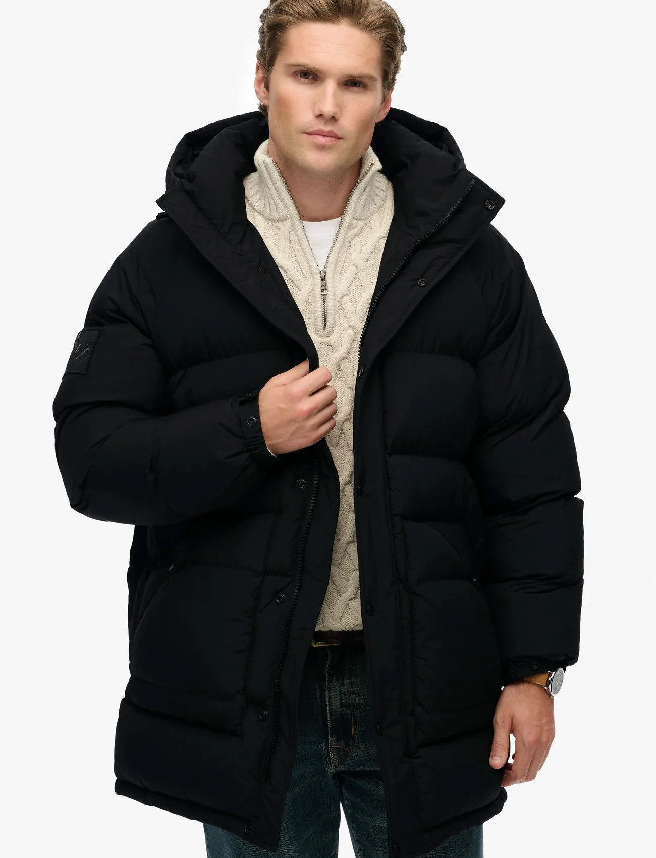 Superdry Xpd Longline Baffle Parka, L, Black, Jakker > Parkaer, Herre