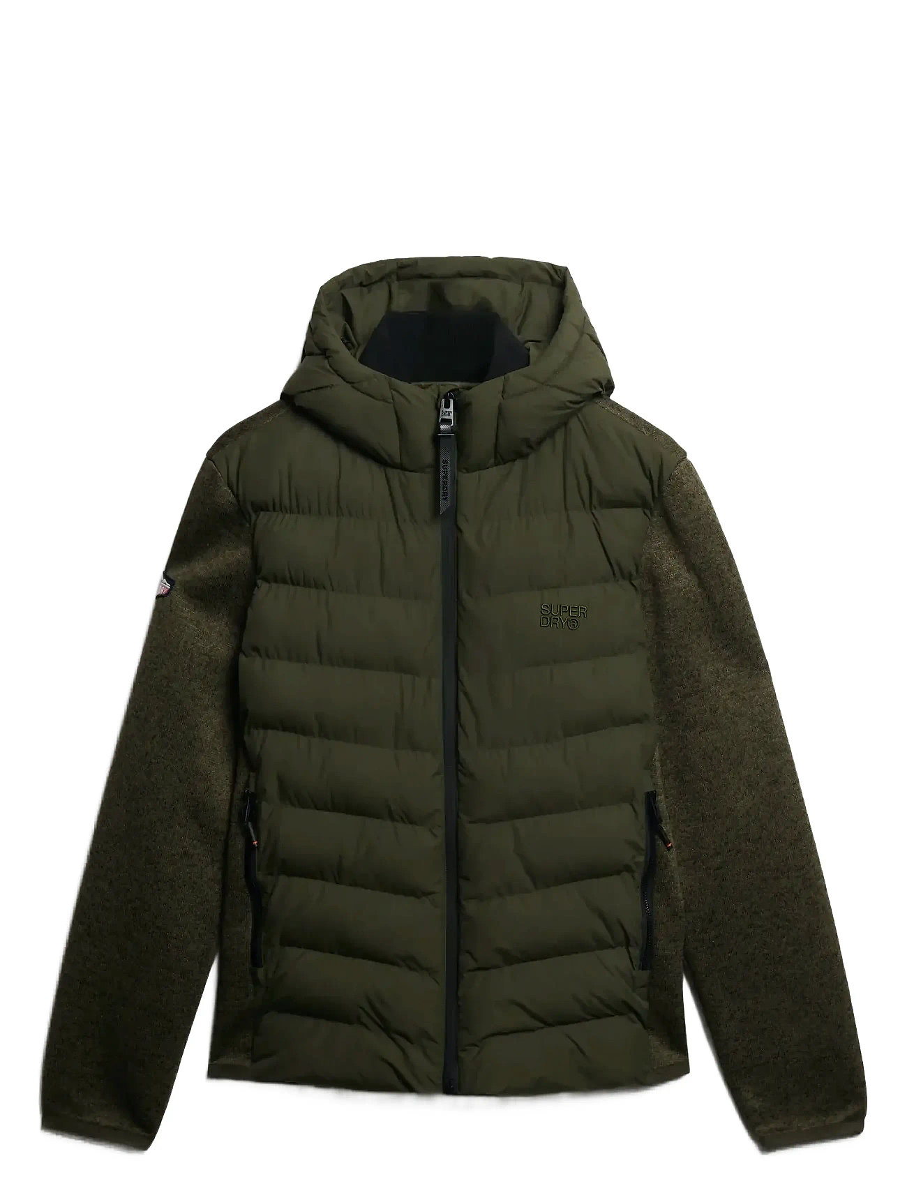 SUPERDRY Hooded Storm Knit Hybrid Jkt Khaki - S - Herren