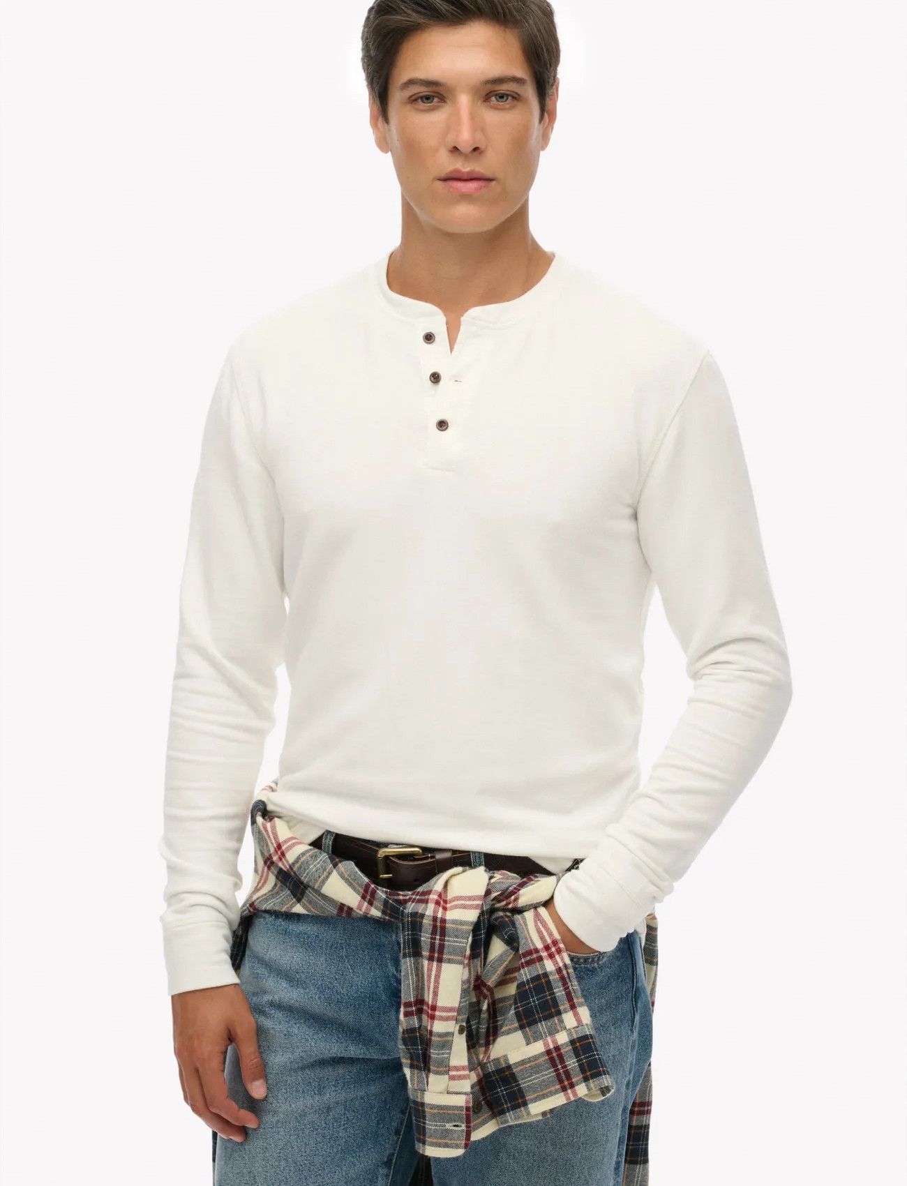 Superdry Merchant Grandad Top, XXL, Cream, T-Shirts > Langærmede, Herre