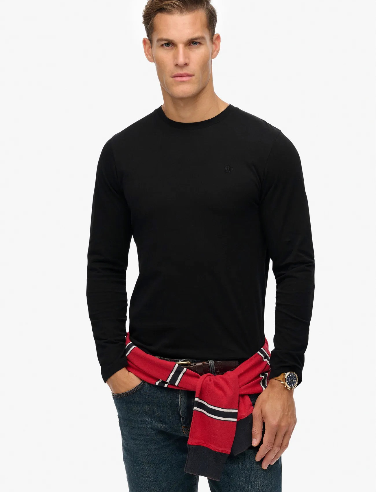 Superdry Classic Essential Top, XXL, Black, T-Shirts > Langærmede, Herre
