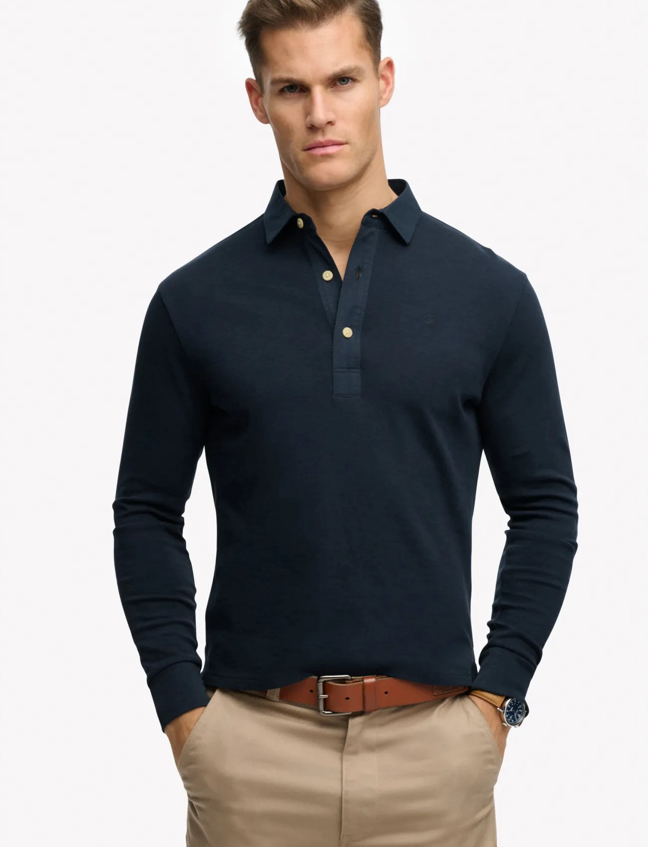 Superdry Classic Rugby Top, S, Navy, Poloer > Langærmede, Herre