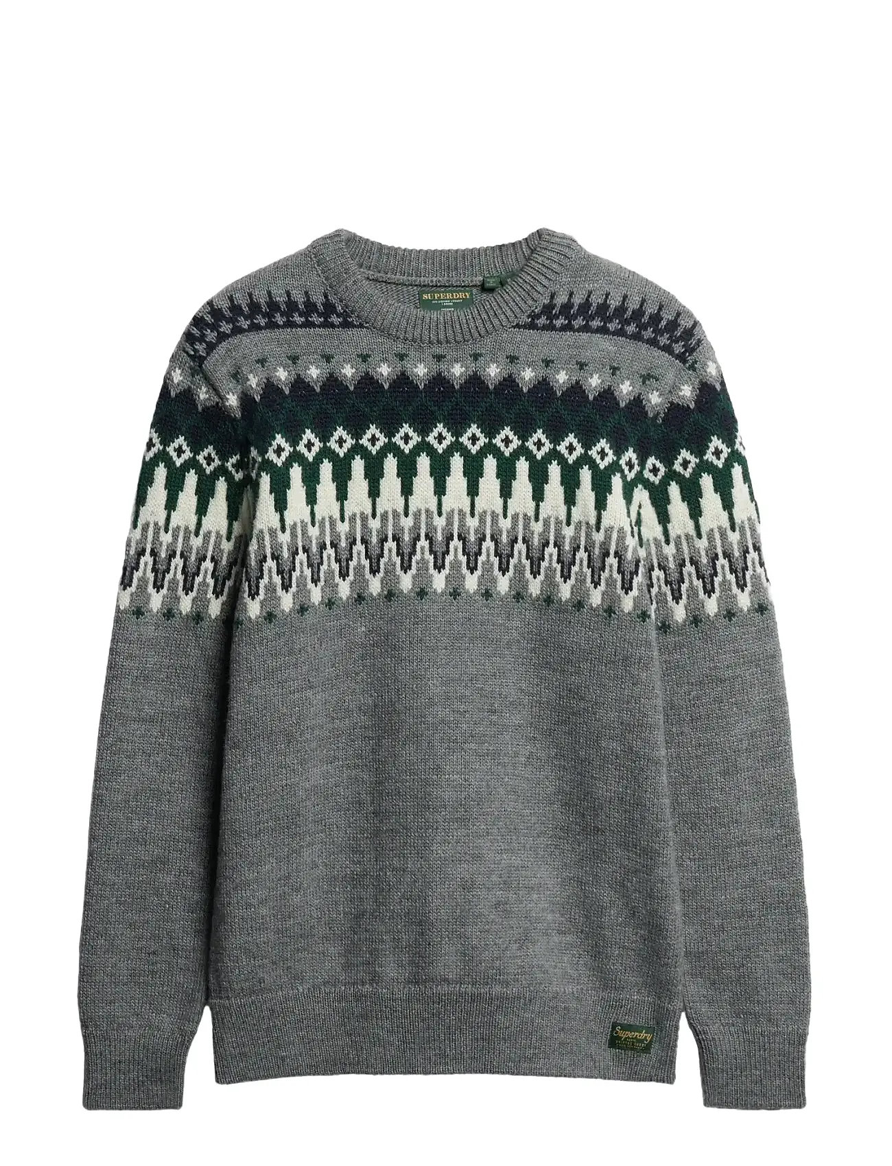SUPERDRY Fairisle Knit Crew Jumper Grau - M - Herren