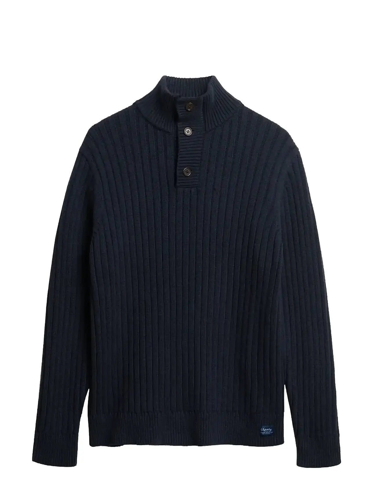 SUPERDRY Vintage Ribbed Henley Navy - L - Herren