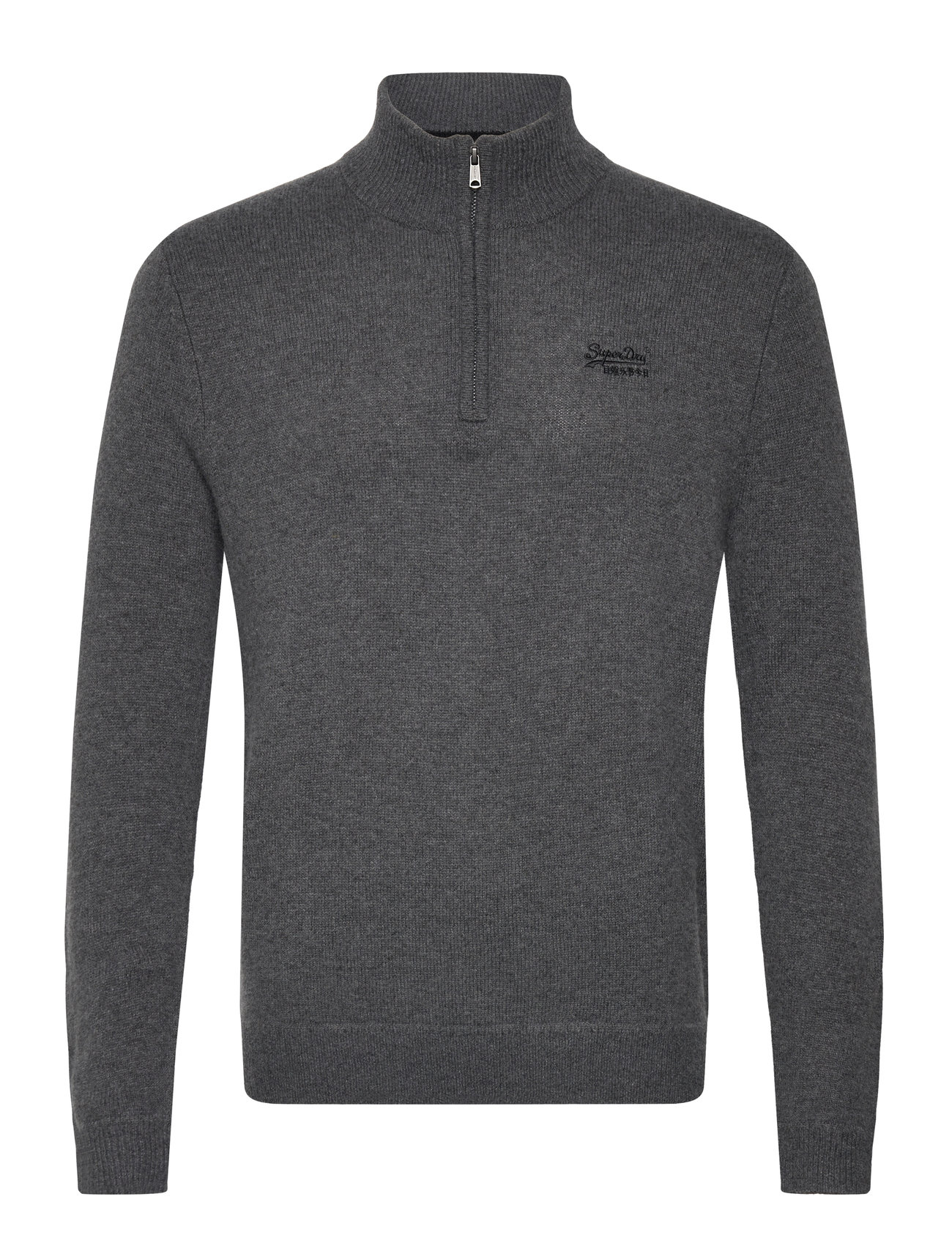 Essential Emb Knit Half Zip Grey Superdry