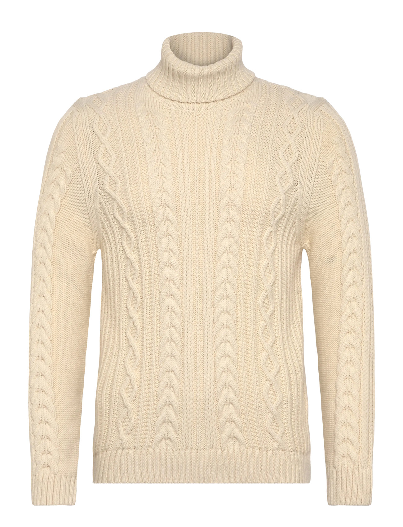 SUPERDRY Jacob Cable Roll Neck Jumper Cream - M - Herren