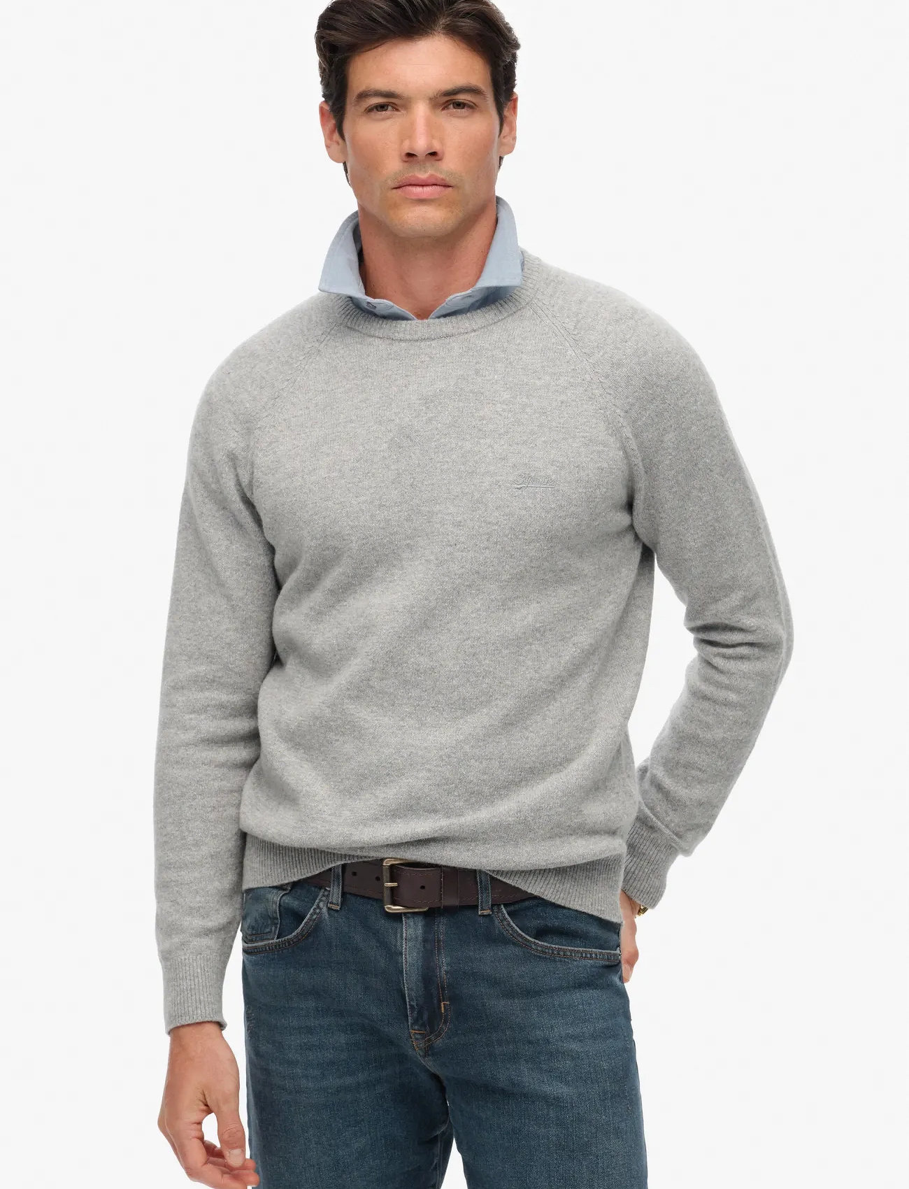 Superdry Wool Blend Jumper, XL, Grey, Strik > Runde Halse, Herre