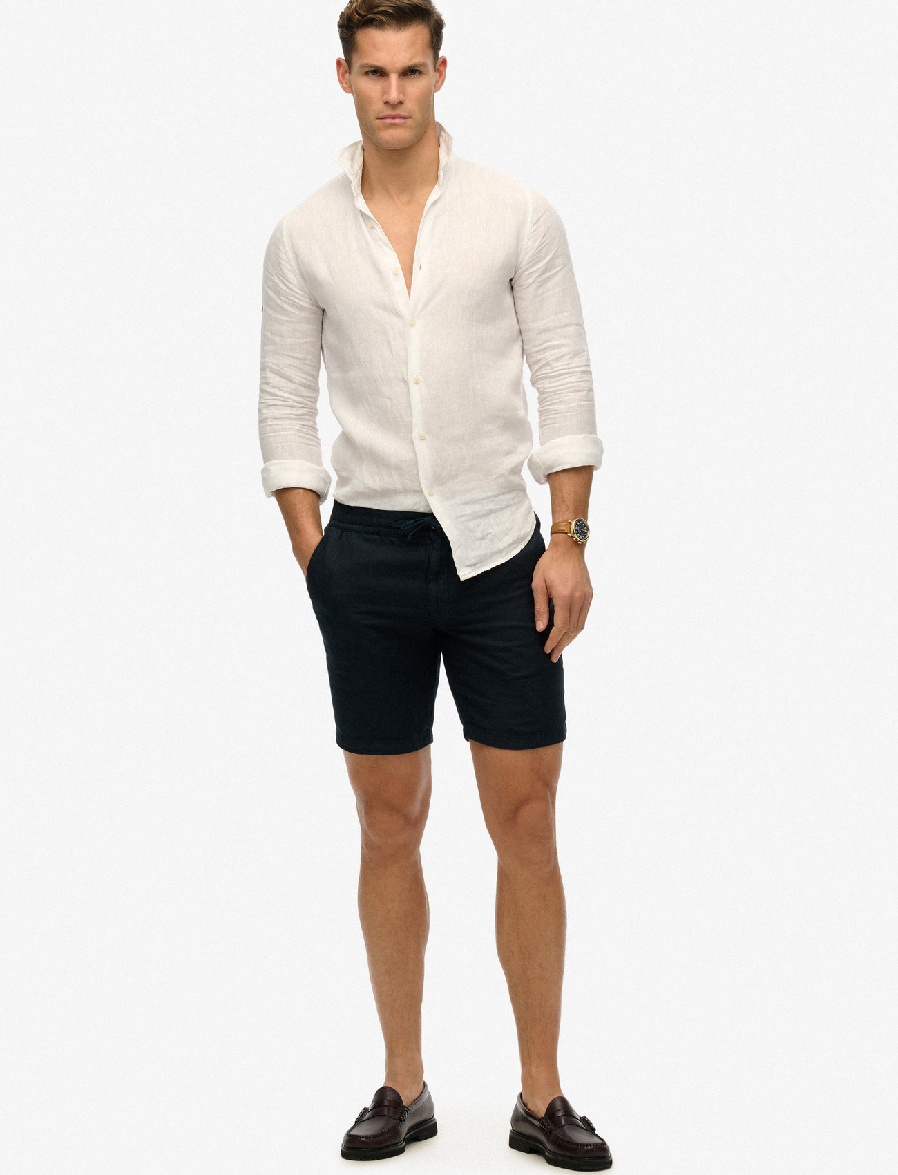 Superdry Merchant Linen Short, XXL, Navy, Shorts > Linen Shorts, Herre