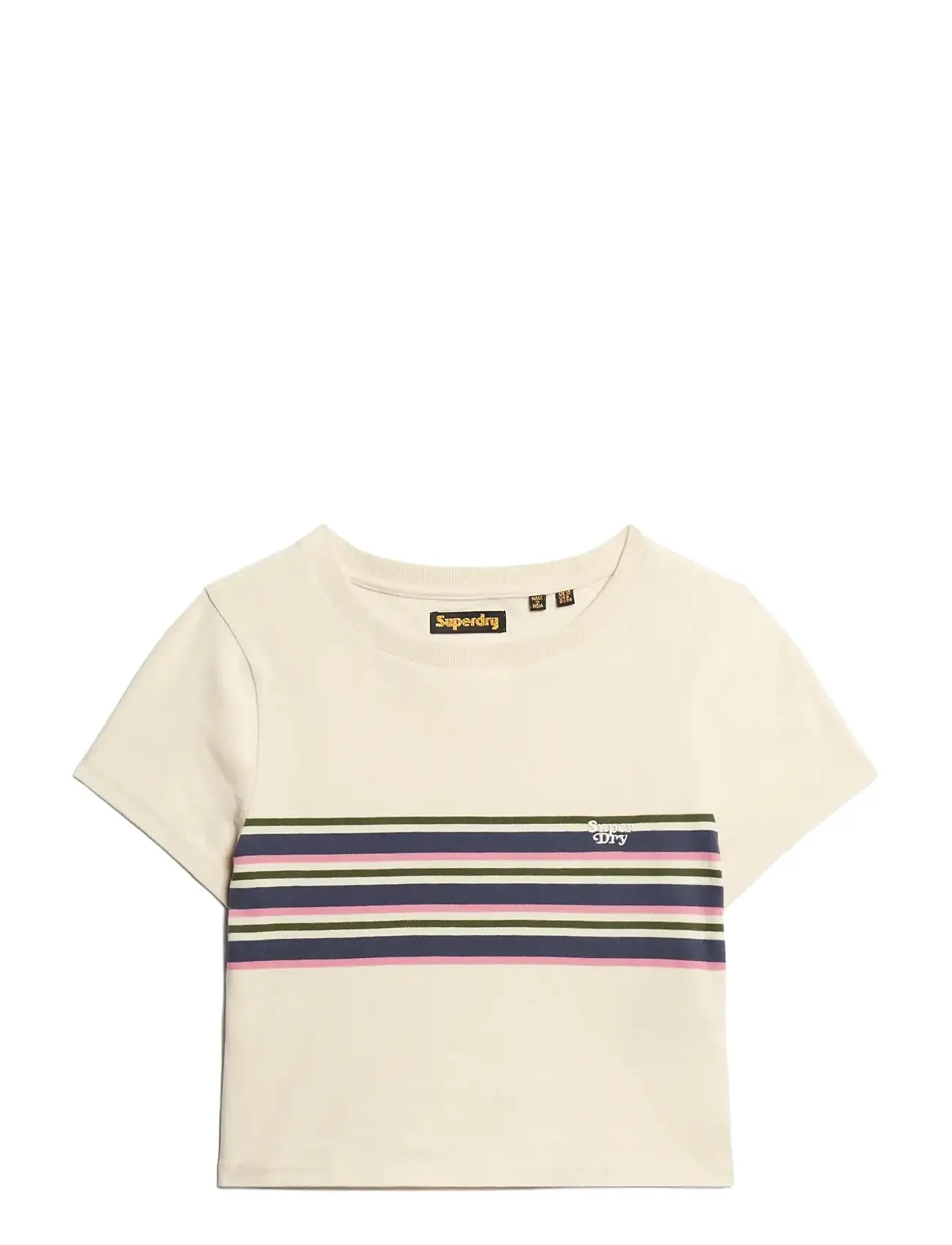 SUPERDRY Vintage Stripe Crop Tee Cream - 16 - Damen