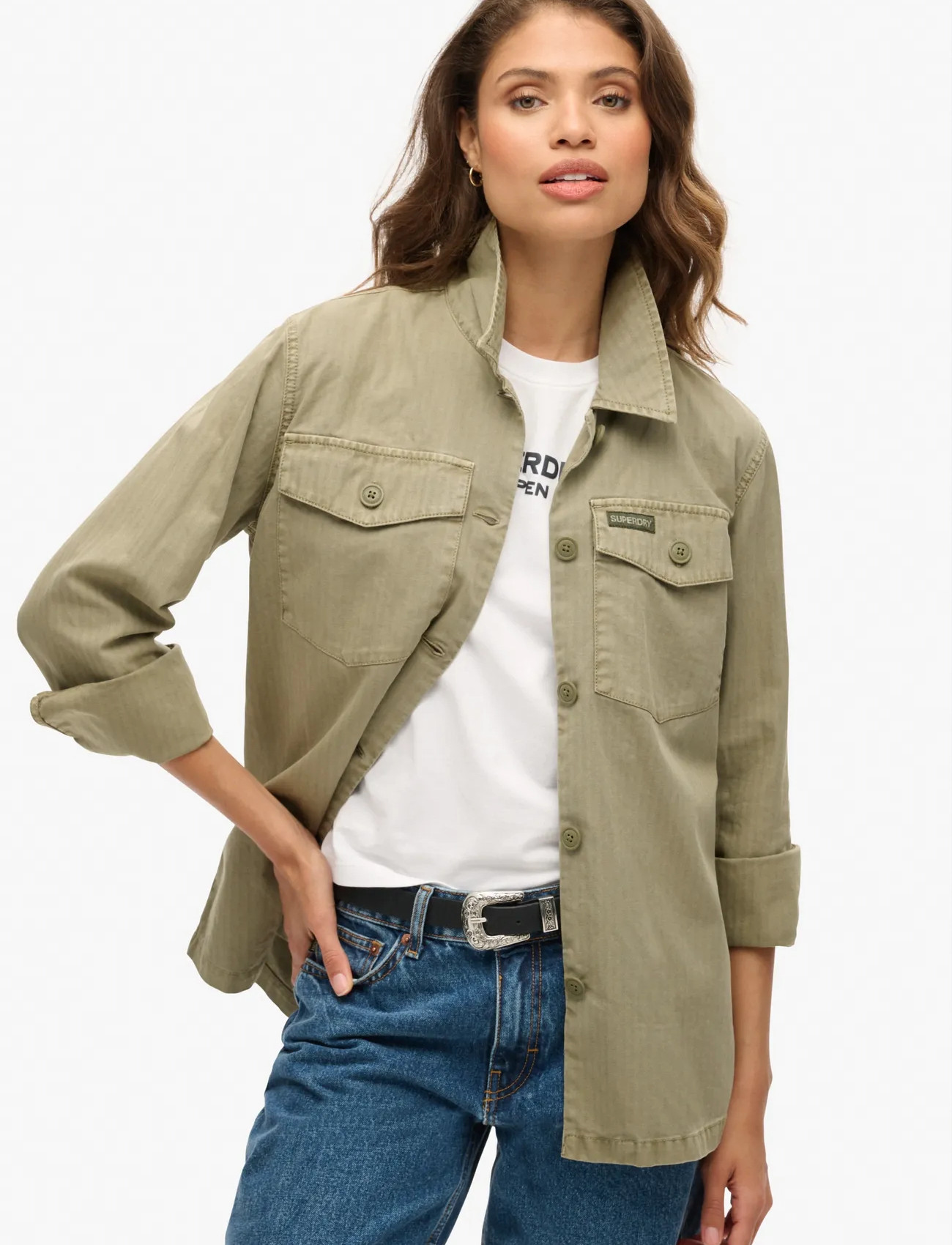 Superdry Military Overshirt, 8, Khaki green, Jakker > Utility-Jakker, Dame