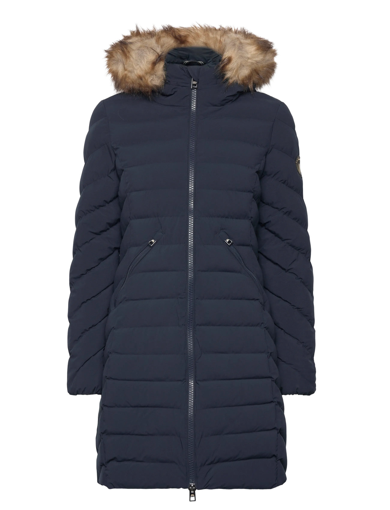 SUPERDRY Fuji Kunstpelz Hood Mid Length Navy - M - Damen
