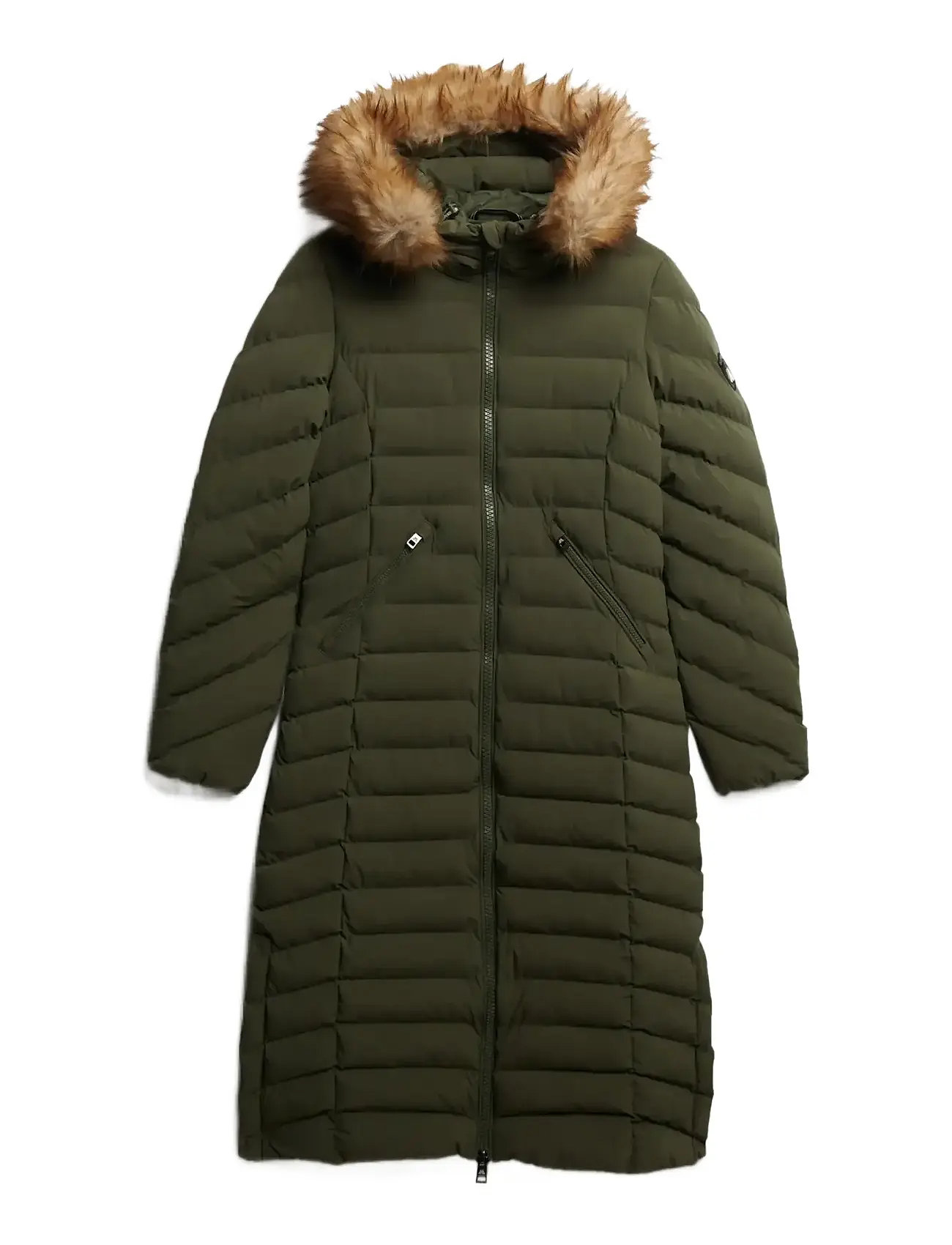 SUPERDRY Fuji Kunstpelz Hooded Longline Grün - XS - Damen