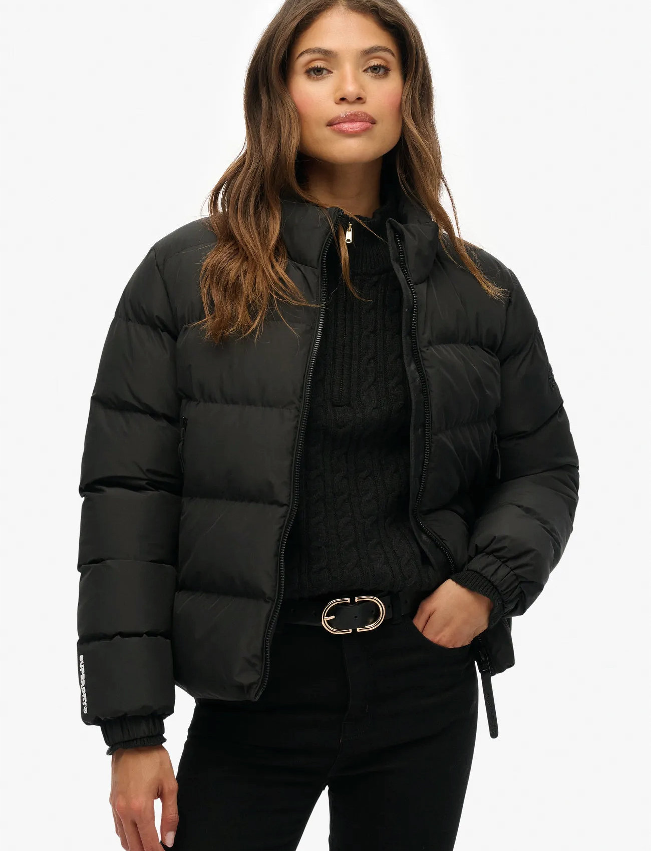 Superdry Non Hooded Sports Puffer Jkt, M, Black, Jakker > Vatteret Jakke, Dame