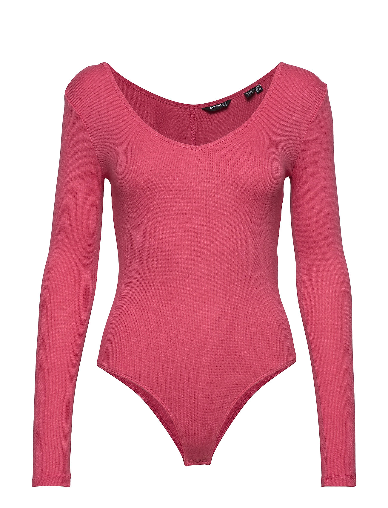 V-Neck Rib Thong Bodysuit T-shirts & Tops Bodies Vaaleanpunainen Superdry