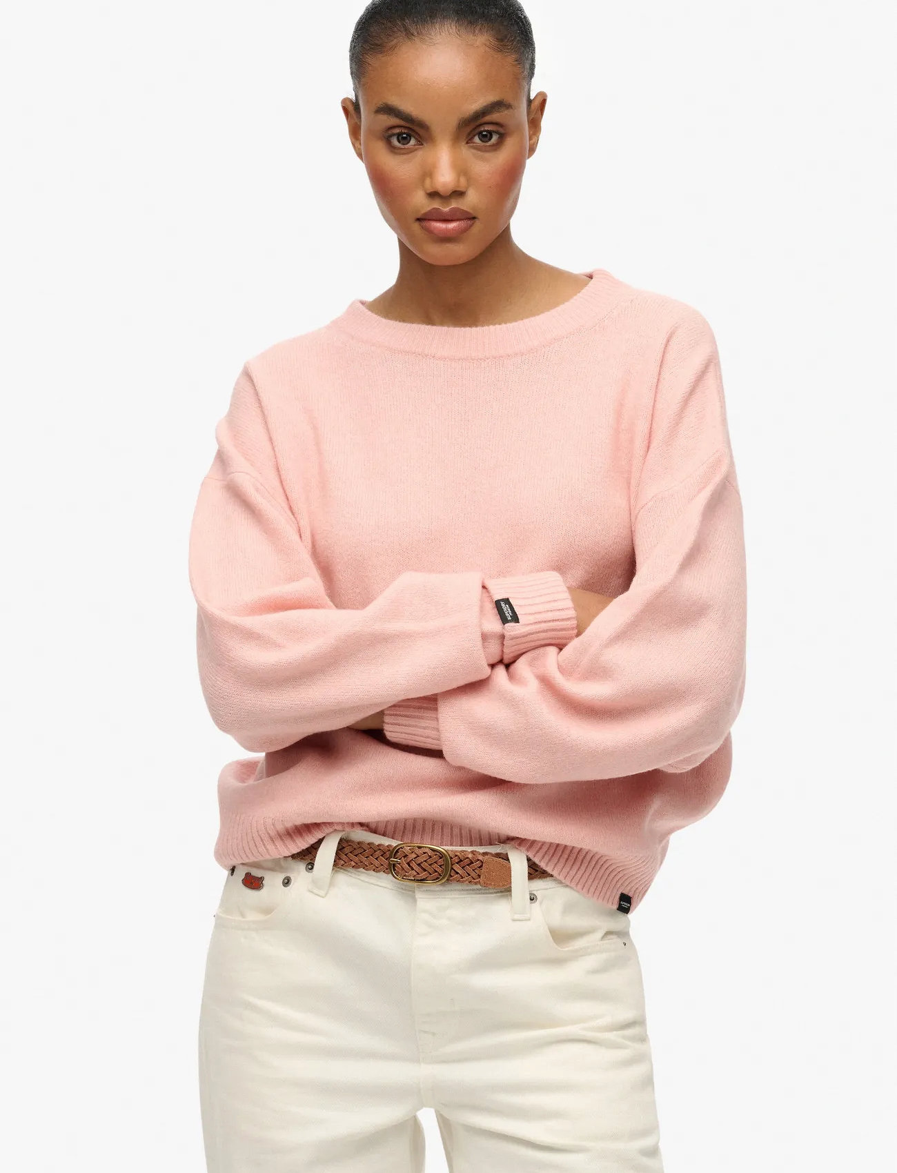 Superdry Slouchy Crew Neck Jumper, XS, Pink, Strik > Trøjer, Dame