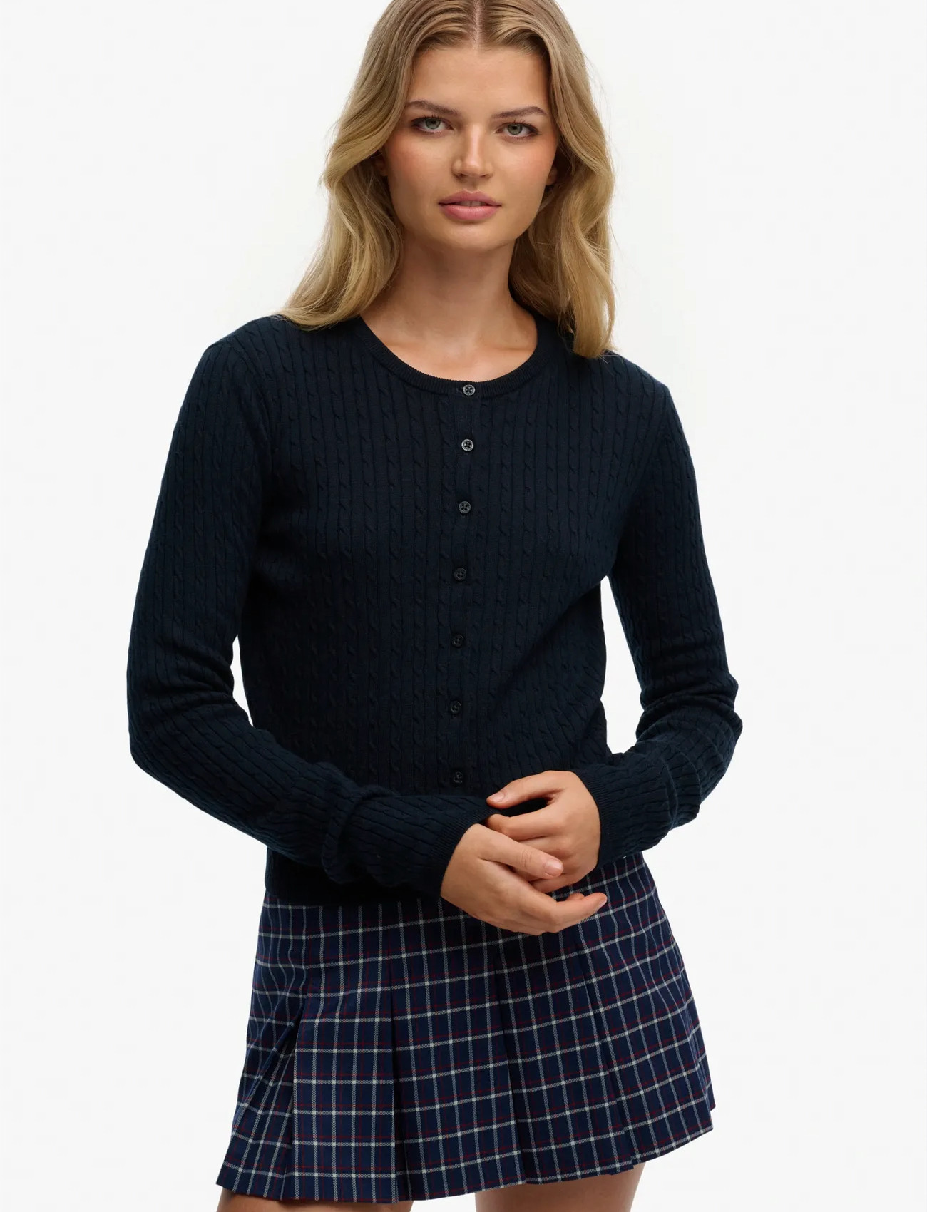 Superdry Lw Essential Cardigan, 12, Navy, Strik > Cardigans, Dame