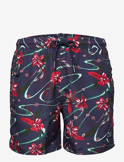 VINTAGE HAWAIIAN SWIMSHORT - swim shorts - navy lily aop