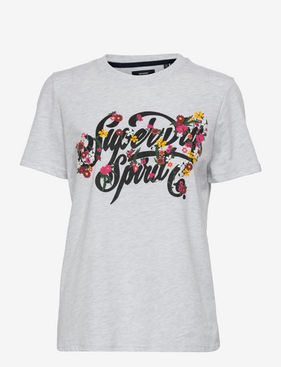 SCRIPT STYLE FLORAL TEE - t-shirts - ice marl
