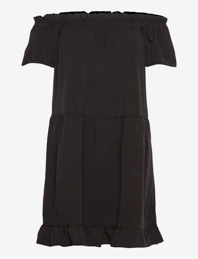 VINTAGE OFF SHOULDER DRESS - summer dresses - black