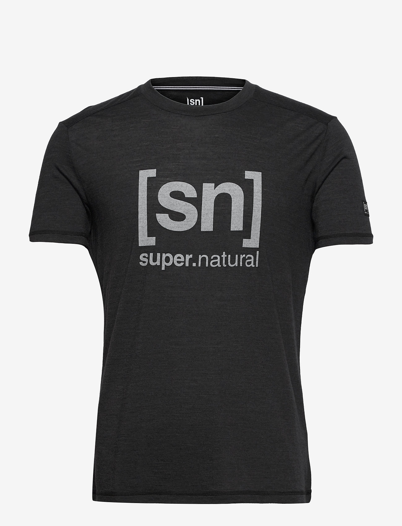 super.natural - M LOGO TEE - urheilutopit - jet black melange/vapor grey logo - 1