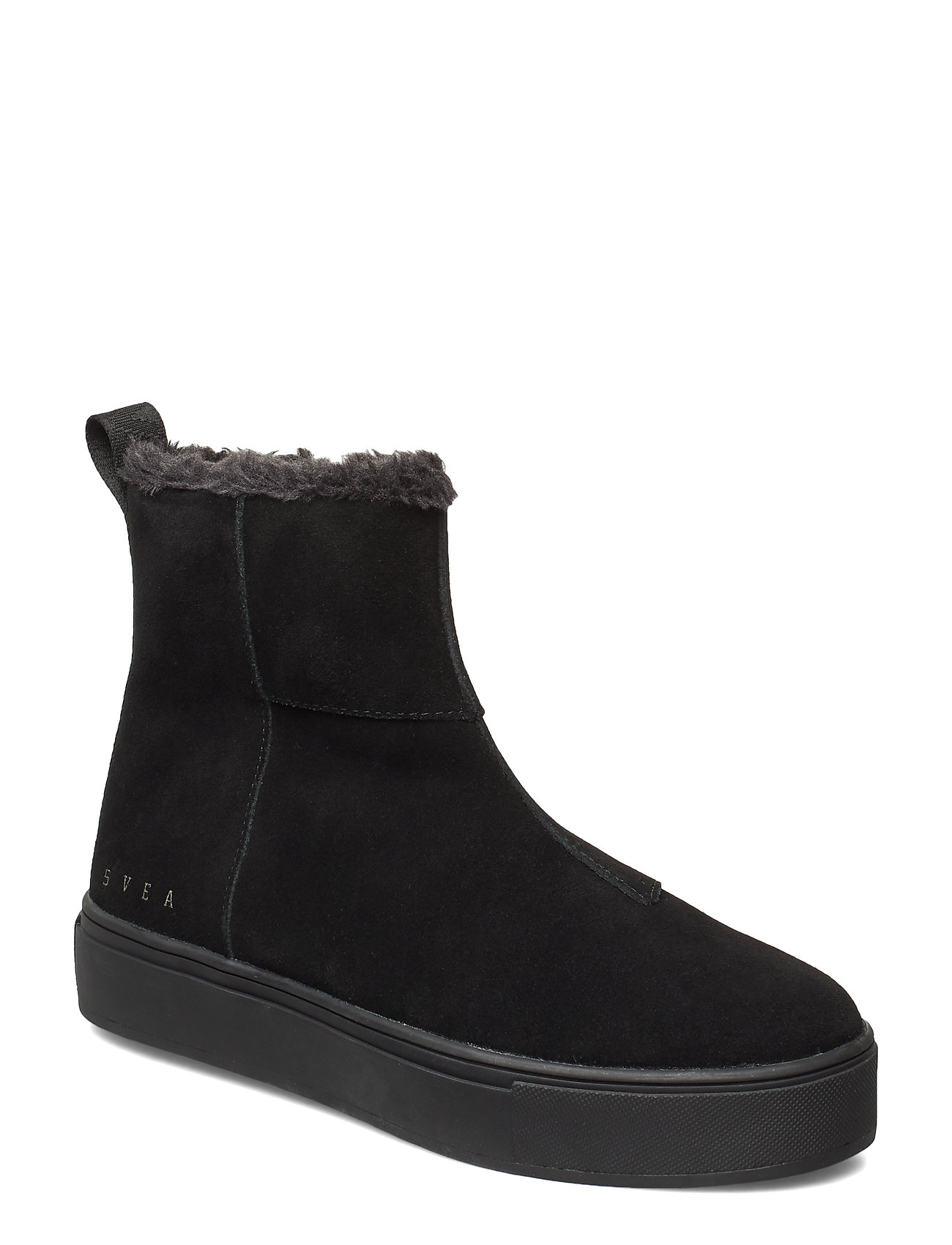 Suede / Pile Boots Shoes Boots Ankle Boots Ankle Boot - Flat Musta Svea