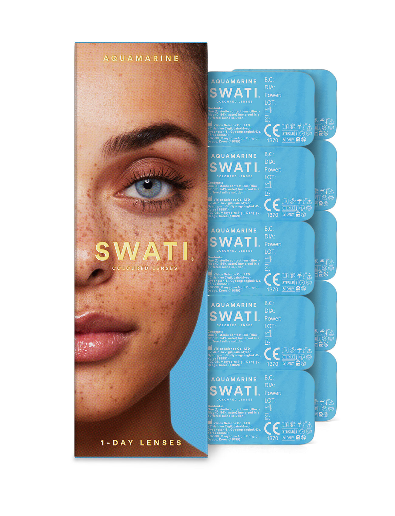 Aquamarine 1-Day Lenses Beauty Women Makeup Eyes Coloured Lenses SWATI Cosmetics