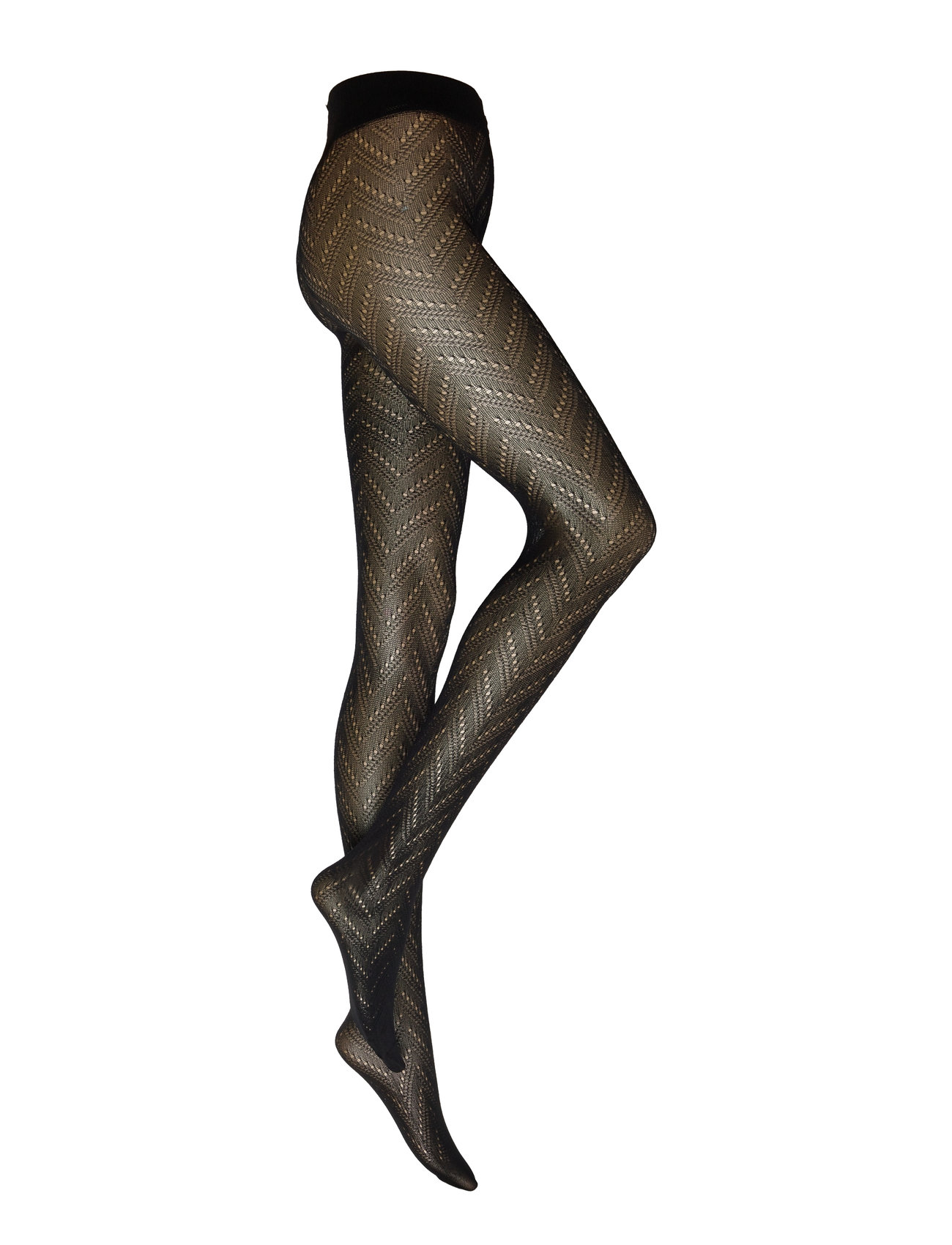 Ina Pointelle Tights Black Swedish Stockings