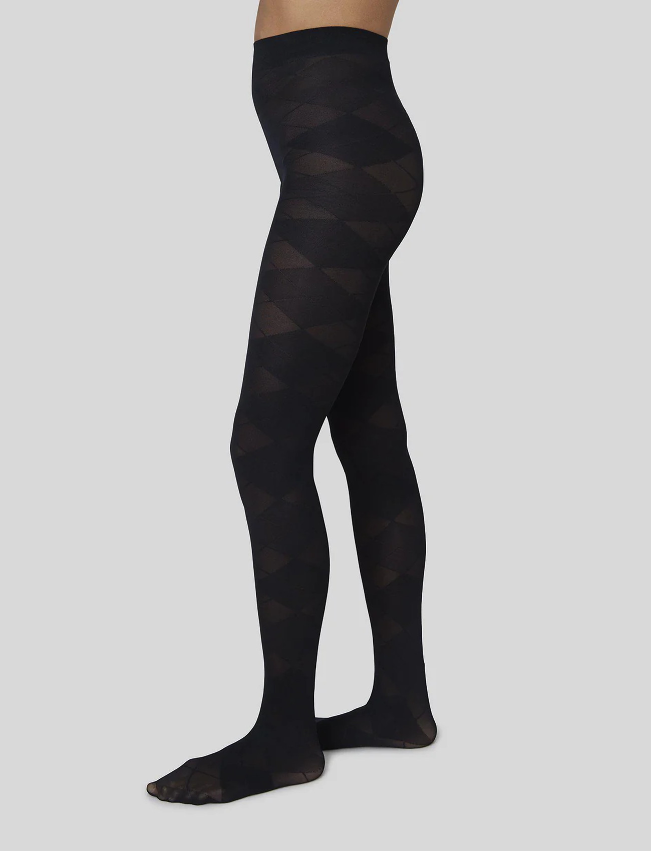 Swedish Stockings Rebecka Argyle Tights, L, Black, Undertøj > Pantyhose, Dame