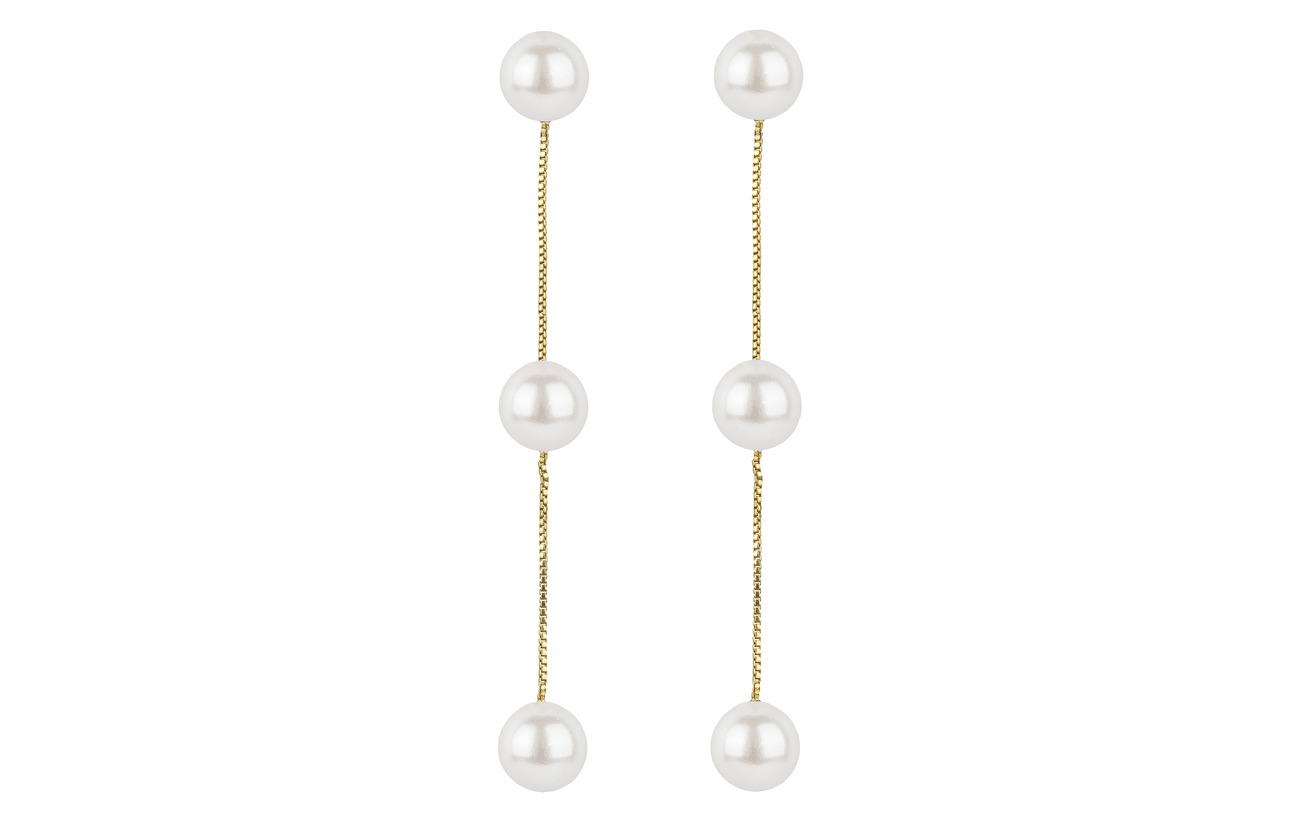 P Pearly WhitegoldSyster Earrings Pearl Triple Gold xBroCde