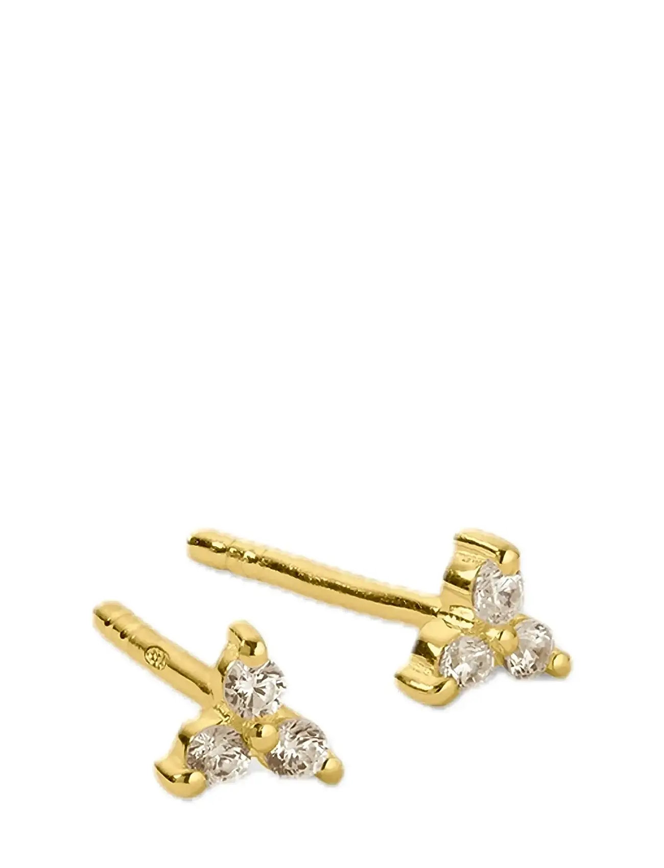 Syster P Celestia Triple Stone Studs Gold, One Size, Gold, Øreringe > Ørestikker, Dame