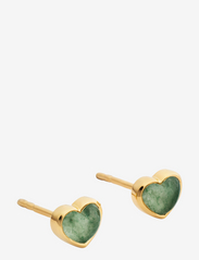 La La Love Stud Earrings Gold Green Jade