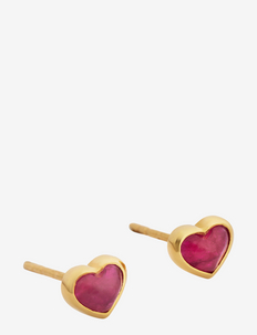 La La Love Stud Earrings Gold Pink Quartz - nagliņauskari - gold