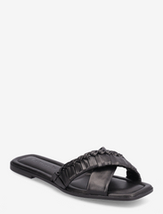 Women Slides - BLACK LEATHER