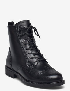 Woms Boots - flat ankle boots - black leather