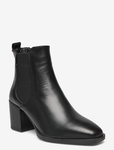 black ankle boots clear heel