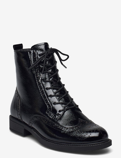 Woms Boots - platte enkellaarsjes - black patent