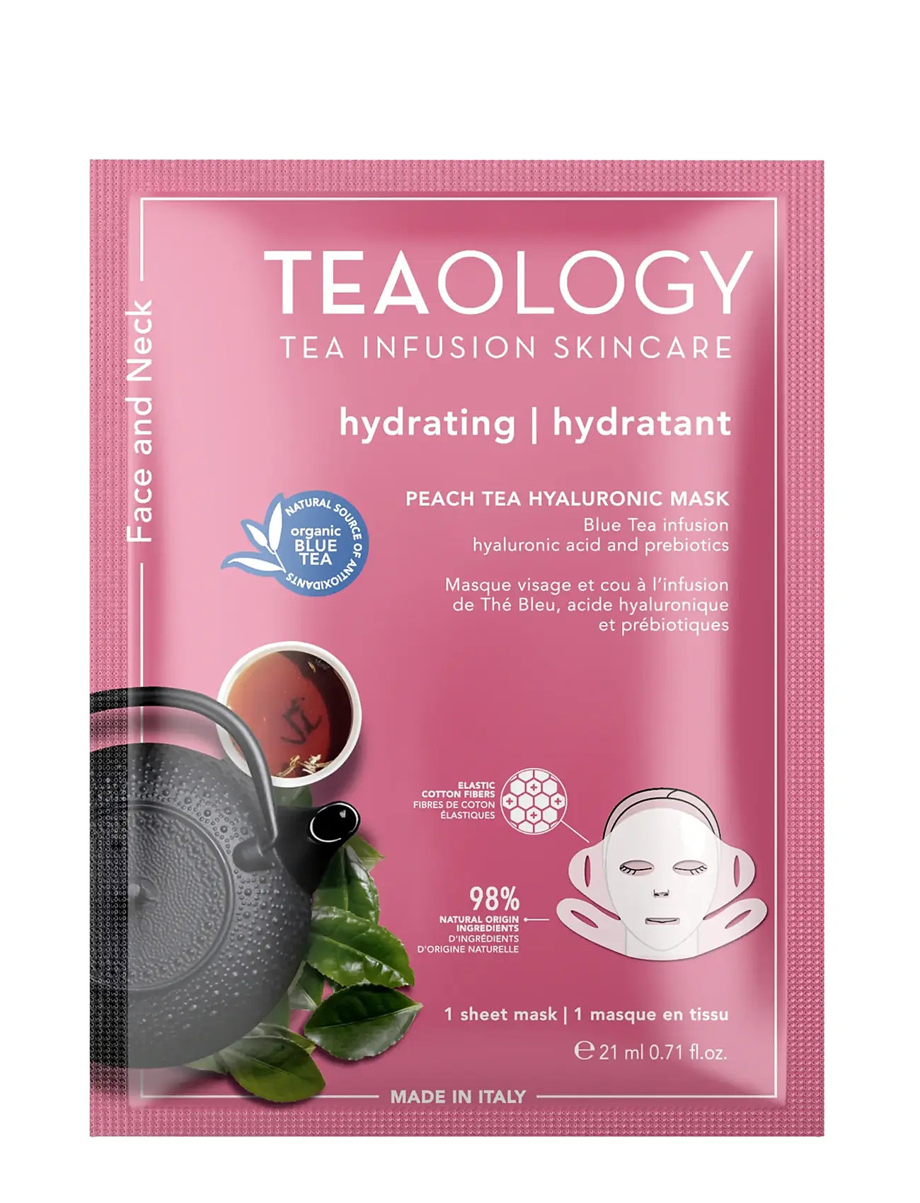 Teaology Skincare Peach Tea Hyaluronic Mask, 21 ml, Nude, Masker > Sheetmask, Dame