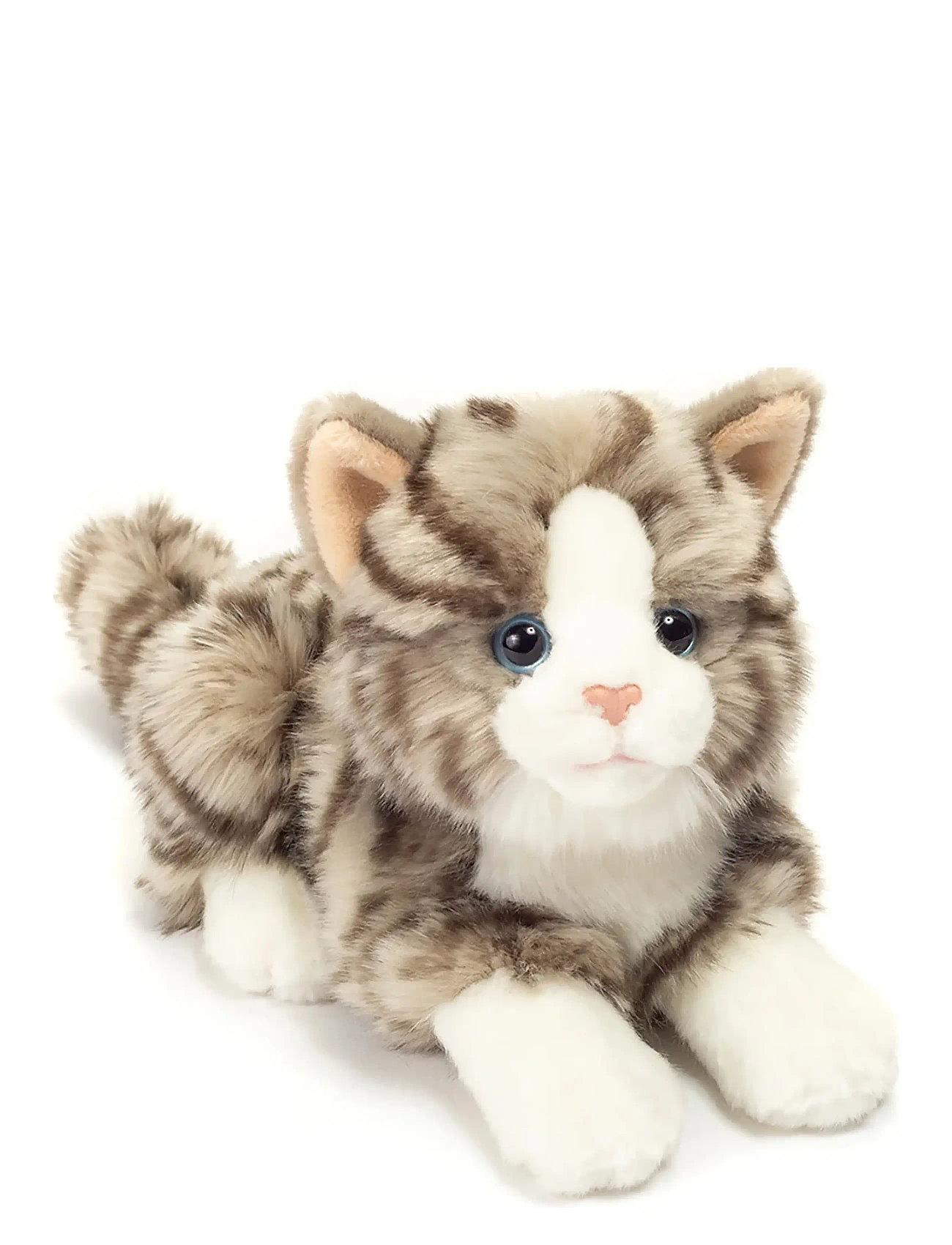 Teddy Hermann Lying Cat Grey 20 cm, 20 cm, Grey, Soft Legetøj > Stuffed Animals, Børn