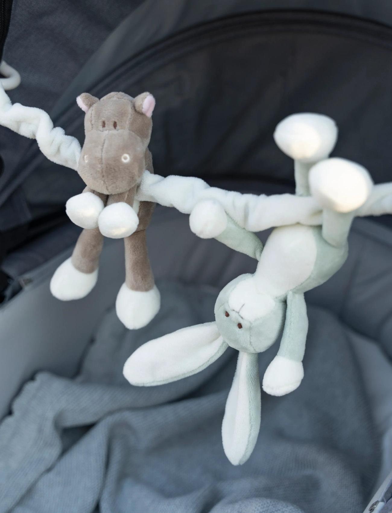 Teddykompaniet Diinglisar, Vagnhänge, Kanin Och Flodhäst, 40 cm, Brown, Soft Legetøj > Stuffed Legetøj, Børn