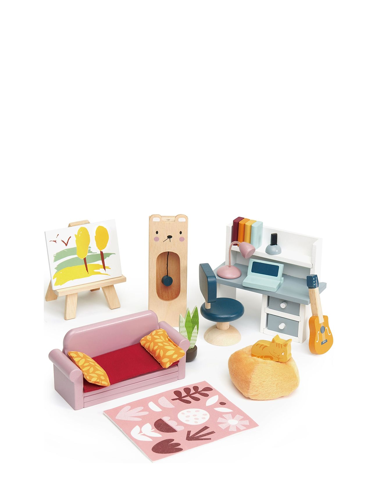 Doll House Study Furniture Toys Playsets & Action Figures Wooden Figures Multi/patterned Tender Leaf